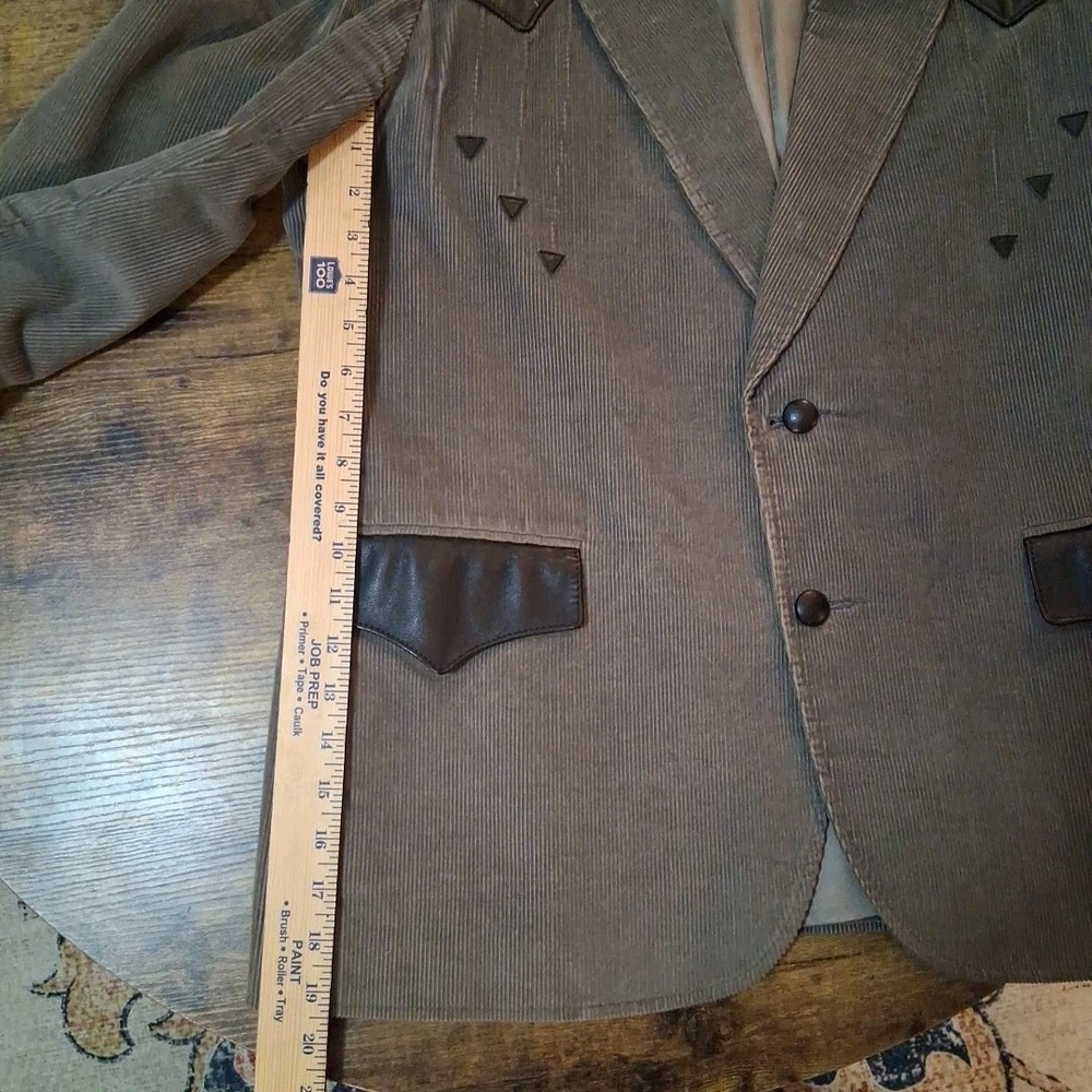 Vtg Pioneer Wear Men's Western Blazer Jacket Gray Corduroy Black Leather USA - Picture 13 of 13